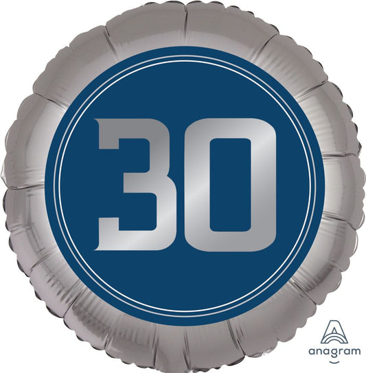Birthday Milestone 30 Satin Man Standard Foil Balloon