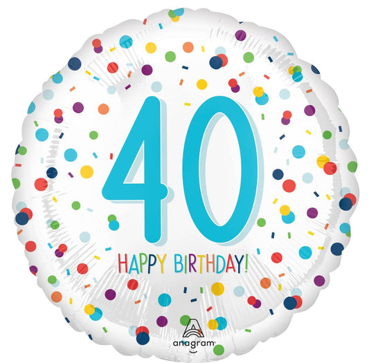 Happy Birthday 40 Confetti Standard Foil Balloon