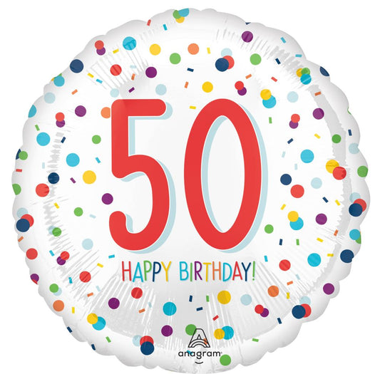 Happy Birthday 50 Confetti Standard Foil Balloon