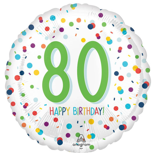 Happy Birthday 80 Confetti Standard Foil Balloon