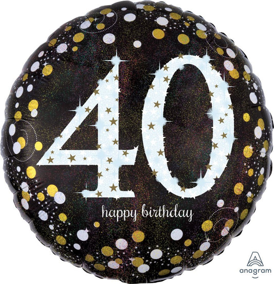 Happy Birthday 40 Holographic Standard Foil Balloon