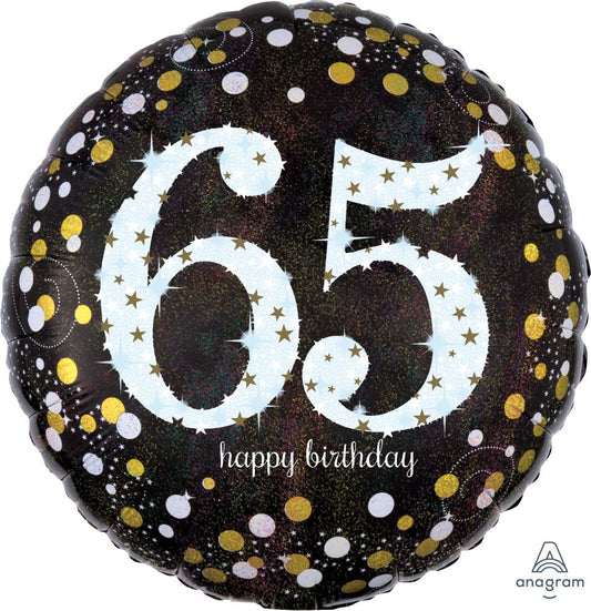 Happy Birthday 65 Holographic Standard Foil Balloon