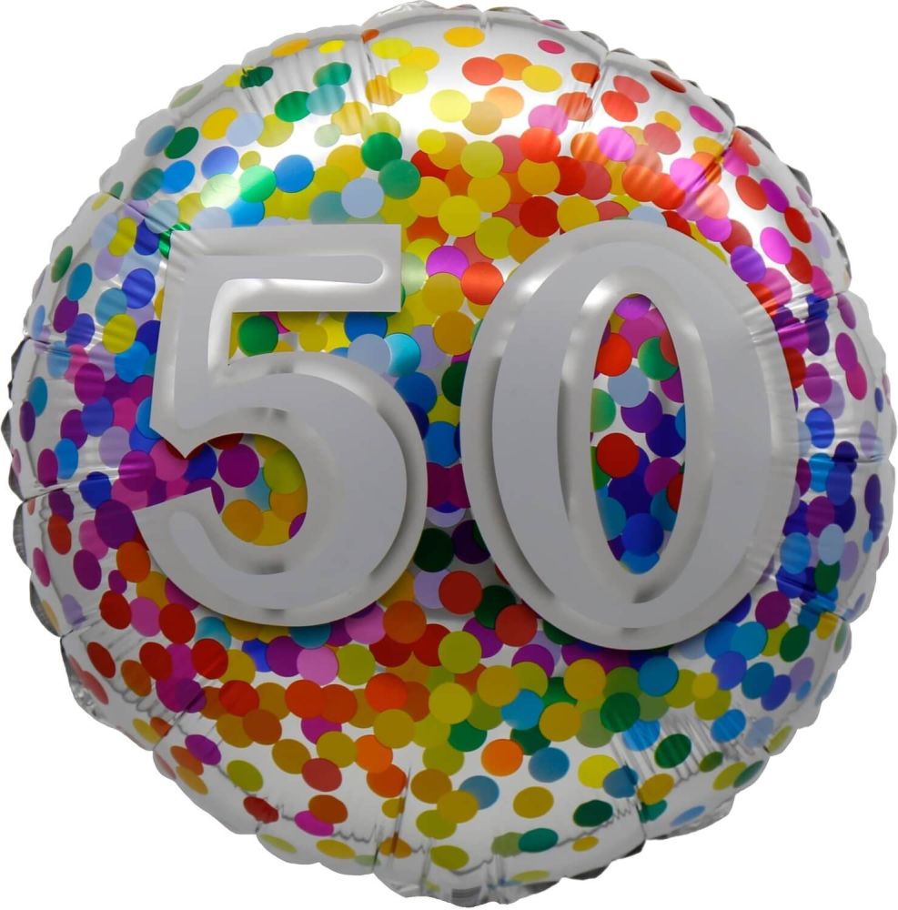 Birthday 50 Rainbow Confetti Standard Foil Balloon