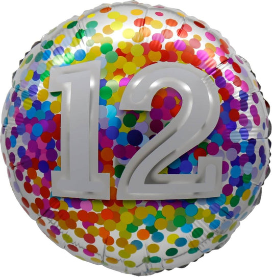 Birthday 12 Rainbow Confetti Standard Foil Balloon