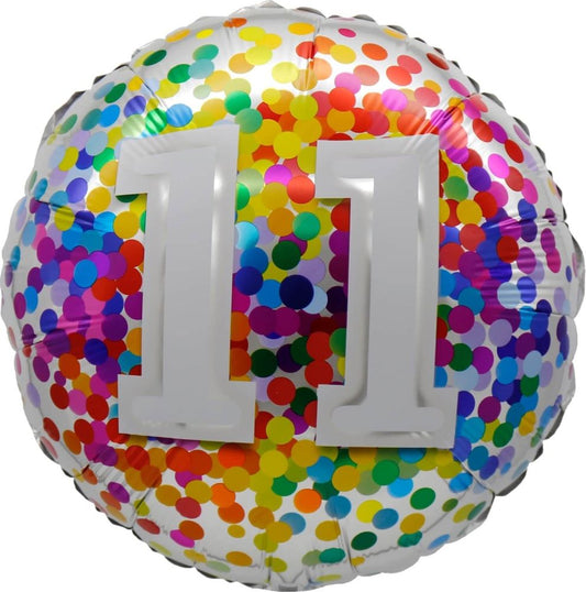 Birthday 11 Rainbow Confetti Standard Foil Balloon
