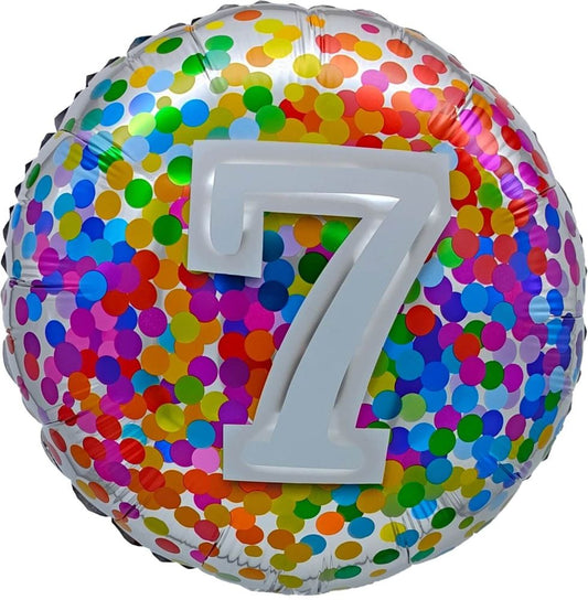 Birthday 7 Rainbow Confetti Standard Foil Balloon