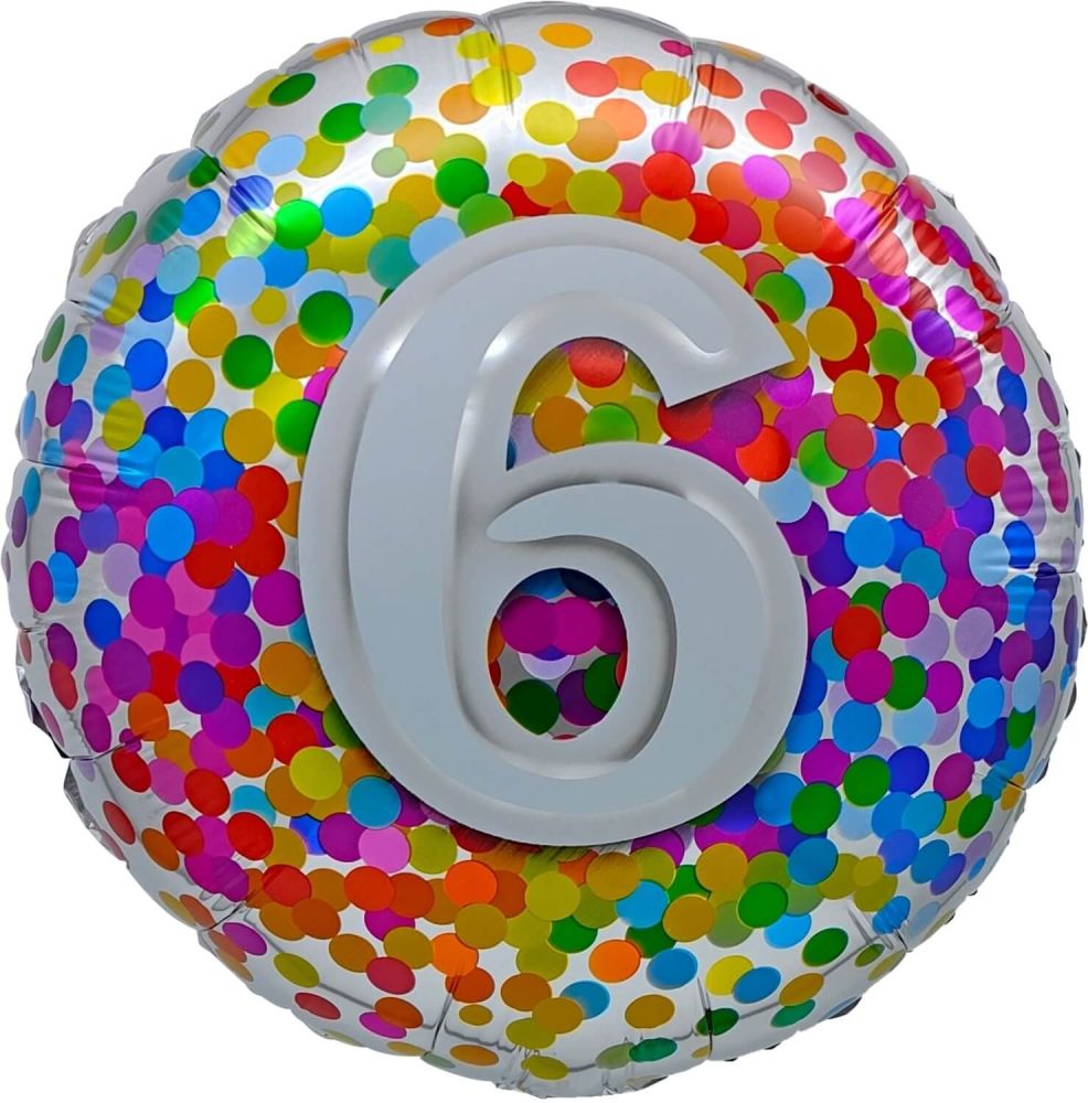 Birthday 6 Rainbow Confetti Standard Foil Balloon