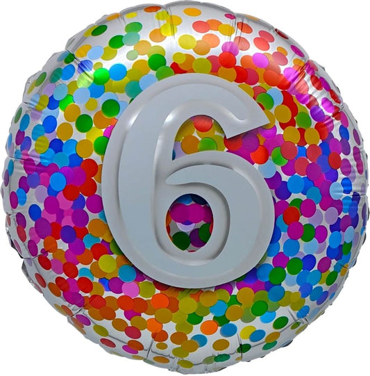Birthday 6 Rainbow Confetti Standard Foil Balloon