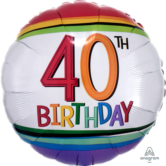 Birthday 40 Rainbow Confetti Standard Foil Balloon