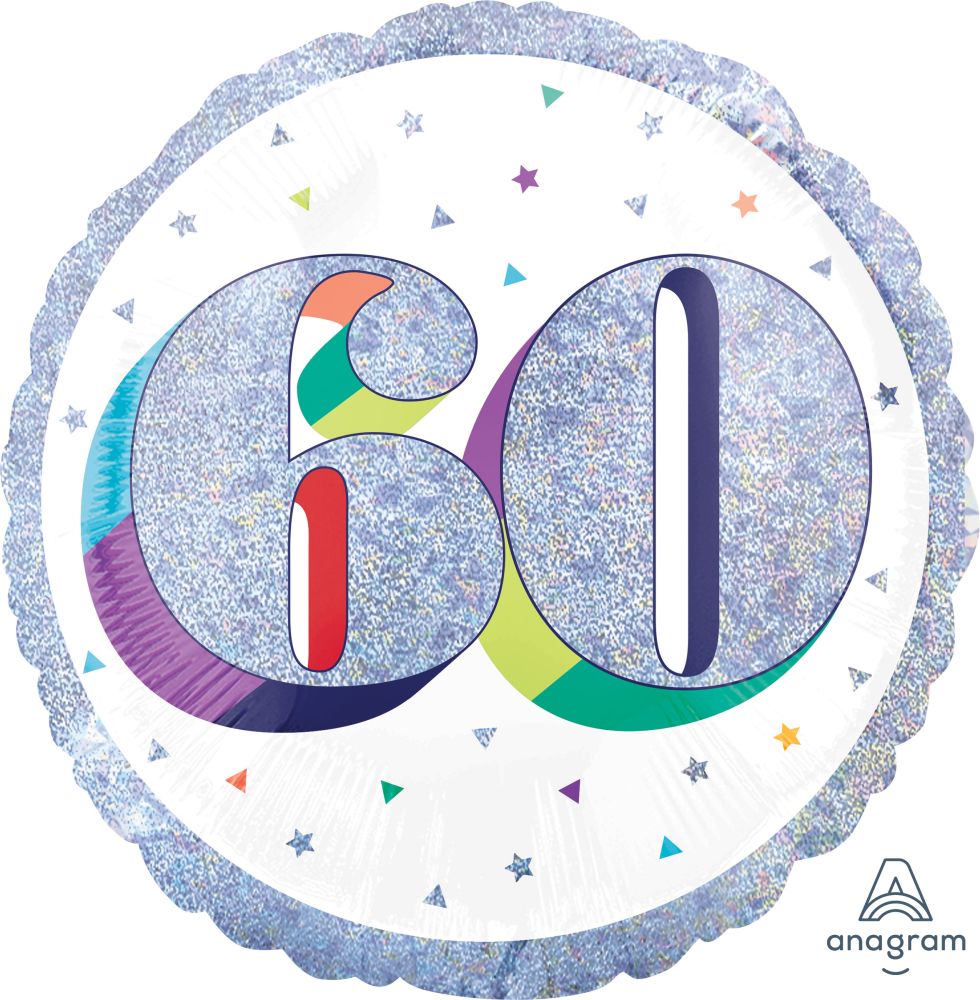 Birthday Milestone 60 Holographic Standard Foil Balloon
