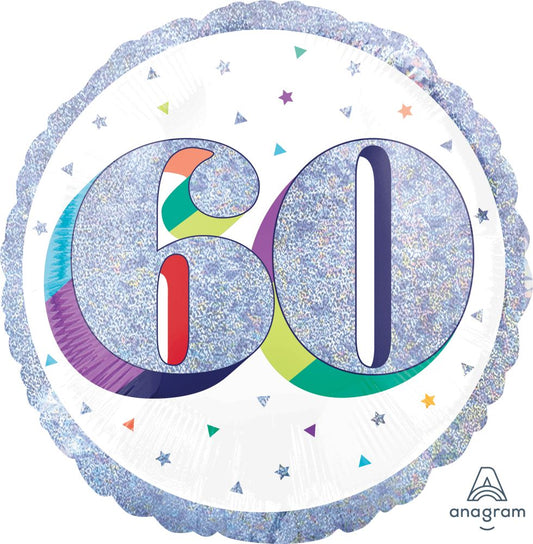 Birthday Milestone 60 Holographic Standard Foil Balloon