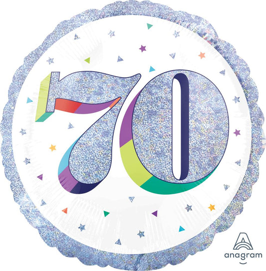 Birthday Milestone 70 Holographic Standard Foil Balloon