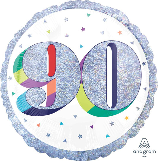 Birthday Milestone 90 Holographic Standard Foil Balloon