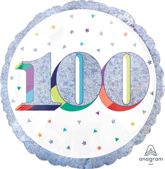 Birthday Milestone 100 Holographic Standard Foil Balloon