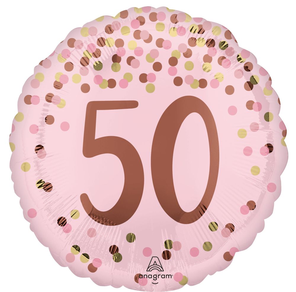 Birthday Pretty Pink 50 Rose Gold Standard Foil Balloon