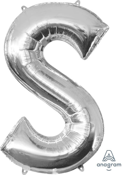 Silver Alphabet Letter Foil Balloon with Helium