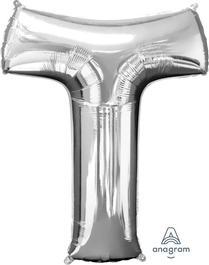 Silver Alphabet Letter Foil Balloon with Helium