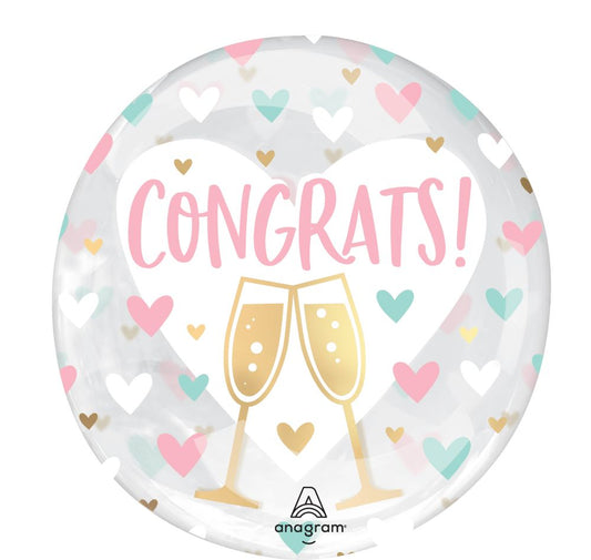 Congrats Hearts Clearz Balloon