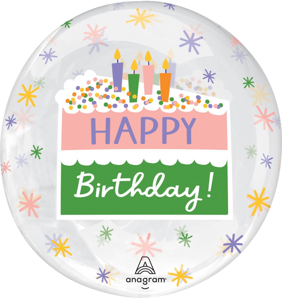 Happy Birthday Cake Slice Clearz Balloon