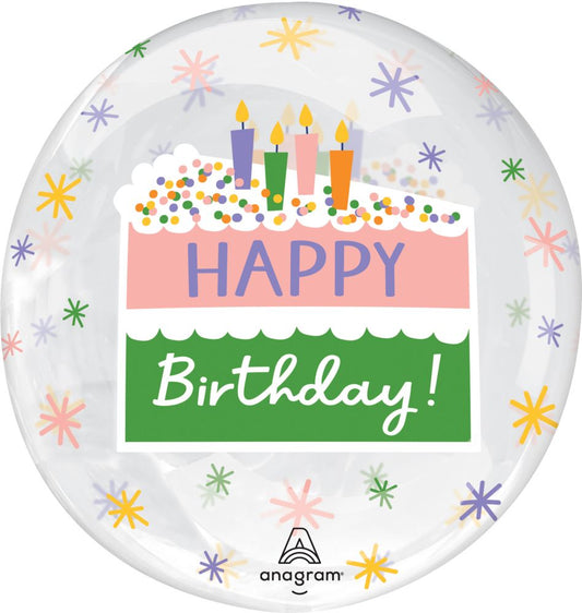 Happy Birthday Cake Slice Clearz Balloon