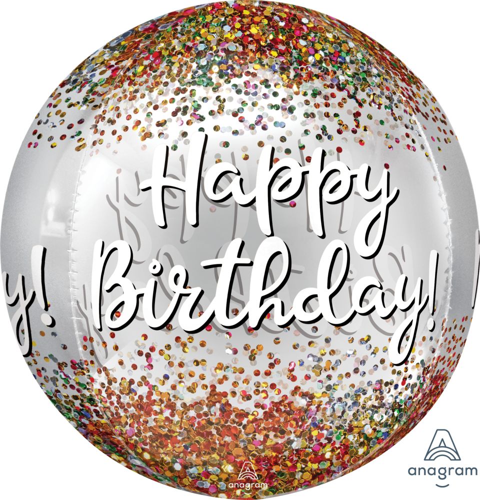 Clear Happy Birthday Sequins Orbz Balloon