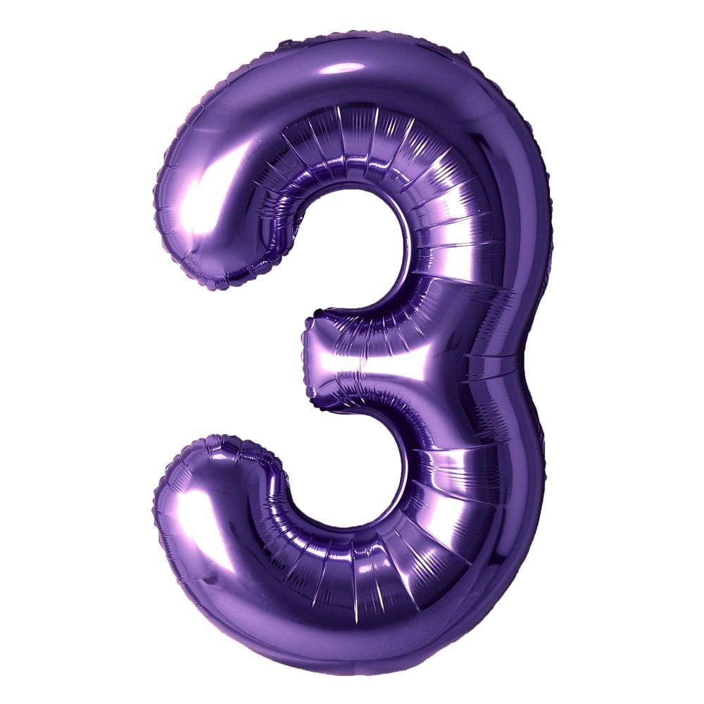 Purple Number Foil Balloon with Helium