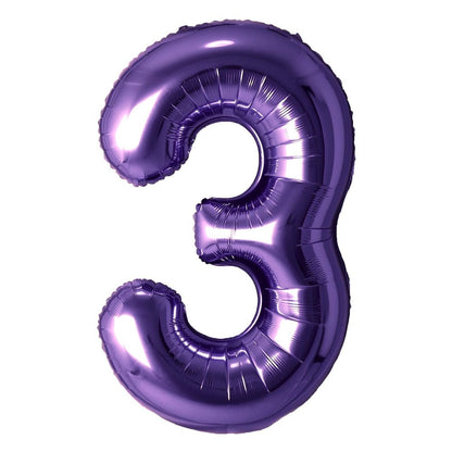 Purple Number Foil Balloon with Helium
