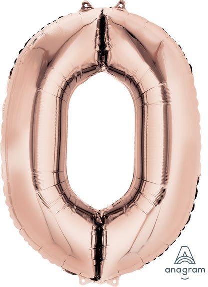 Rose Gold Number Foil Balloon with Helium