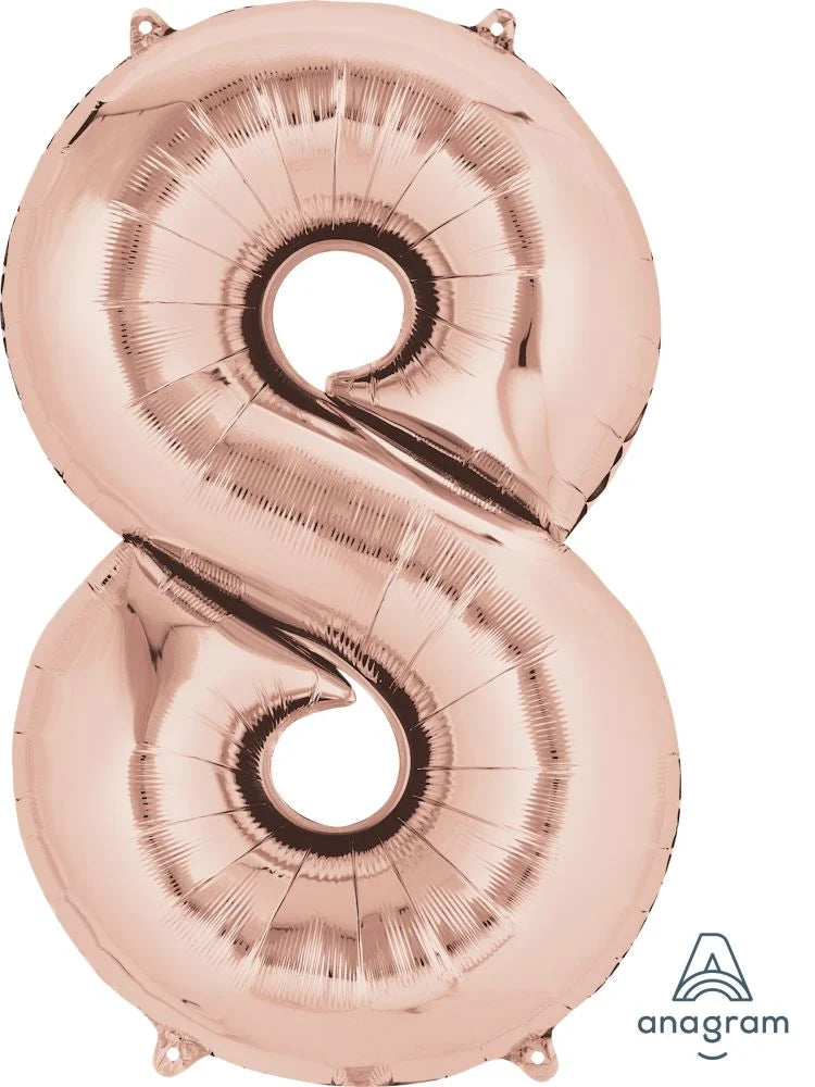 Rose Gold Number Foil Balloon with Helium
