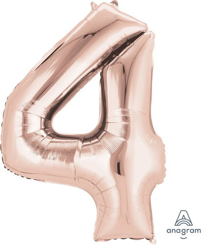 Rose Gold Number Foil Balloon with Helium