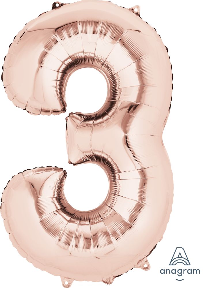 Rose Gold Number Foil Balloon with Helium