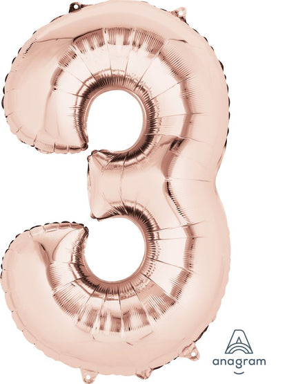 Rose Gold Number Foil Balloon with Helium