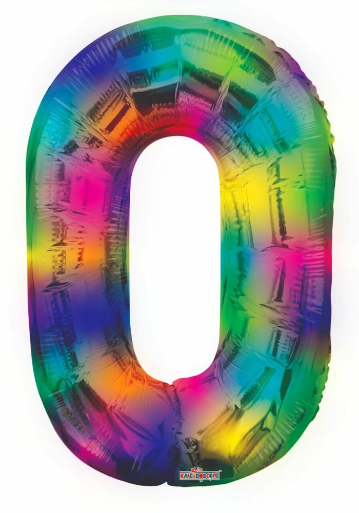 Rainbow Number Foil Balloon with Helium