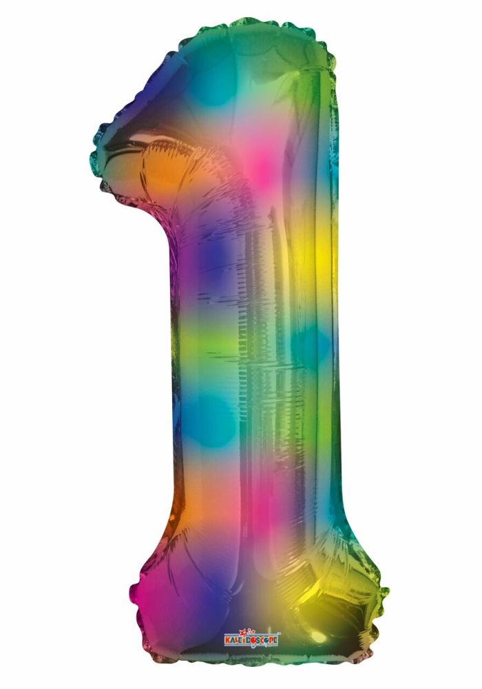 Rainbow Number Foil Balloon with Helium