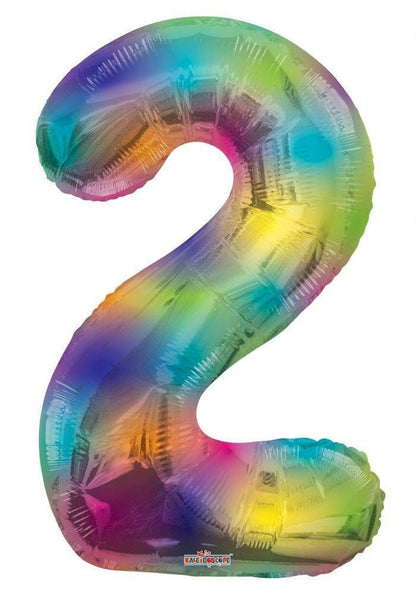 Rainbow Number Foil Balloon with Helium