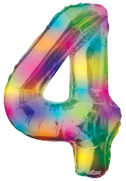 Rainbow Number Foil Balloon with Helium