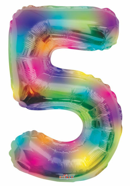 Rainbow Number Foil Balloon with Helium