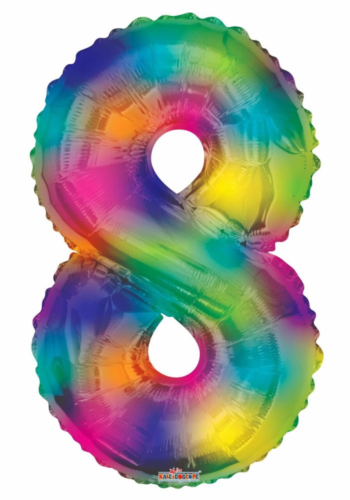 Rainbow Number Foil Balloon with Helium