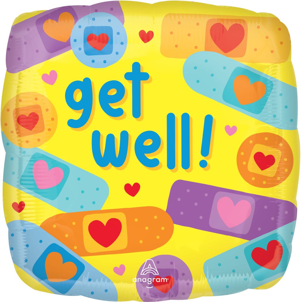 Get Well Patch Square Foil Balloon