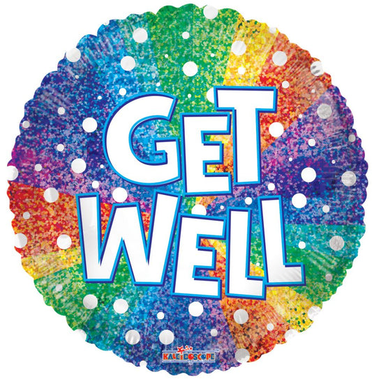 Get Well Holographic Rainbow Standard Foil Balloon