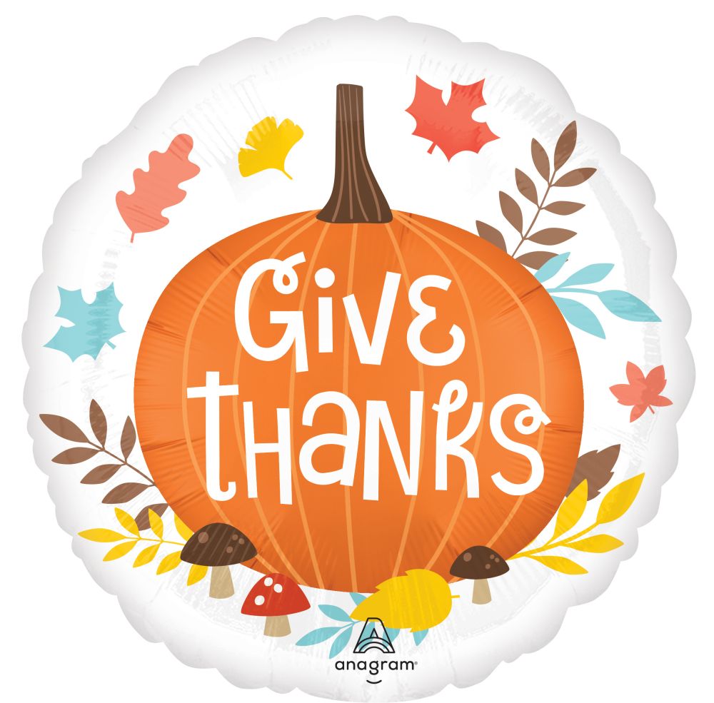 Give Thanks Pumpkin Standard Foil Balloon