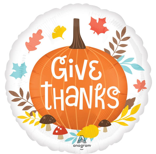 Give Thanks Pumpkin Standard Foil Balloon