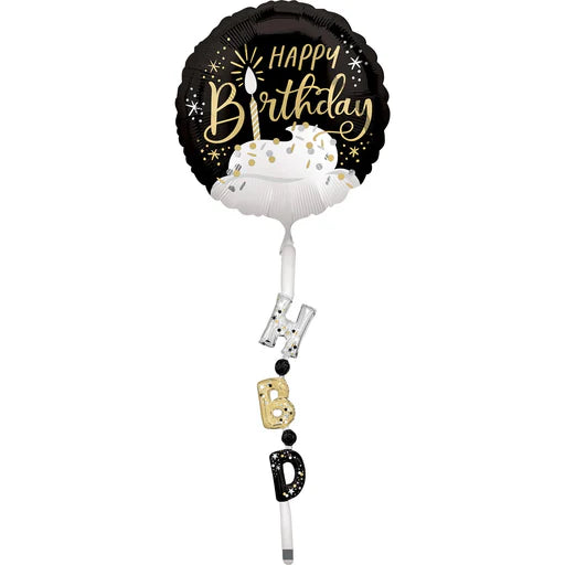 Happy Birthday Black Airwalker Foil Balloon
