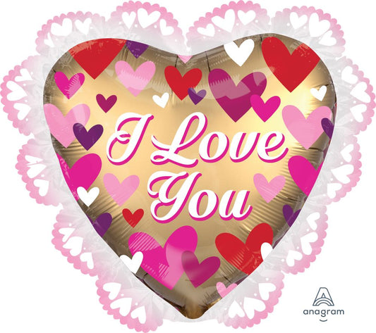 SuperShape Intricates Satin Love You Gold Sateen Balloon