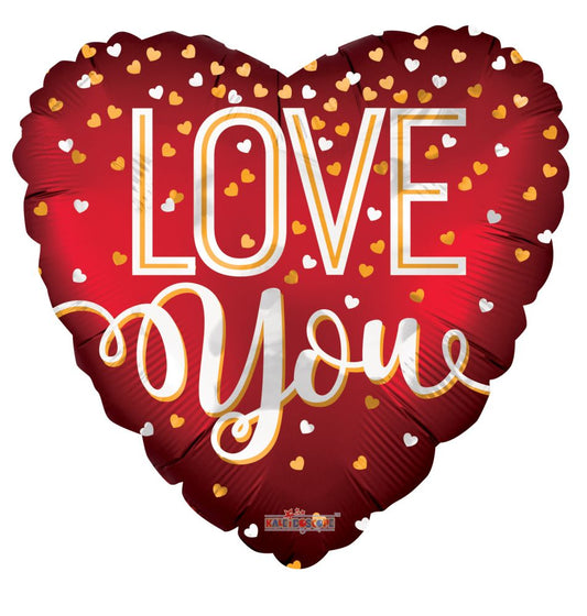 36" I Love You Love You Red Metallic Balloon