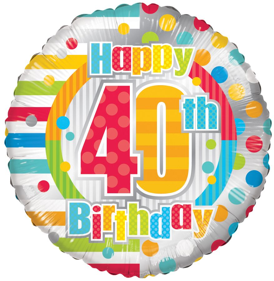 Happy 40th Birthday Dots and Lines, Standard Foil Balloon