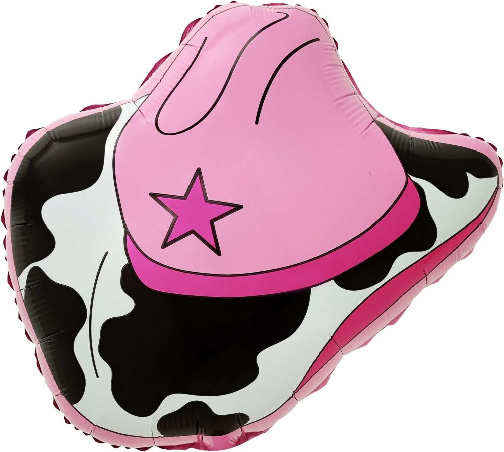Cow Print Pink Sheriff’s Hat Jumbo Foil Balloon