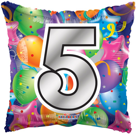 Birthday Number 5, Square Foil Balloon