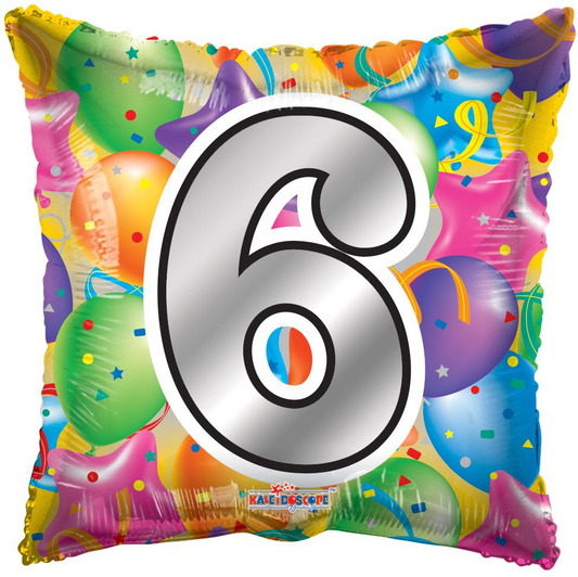 Birthday Number 6, Square Foil Balloon