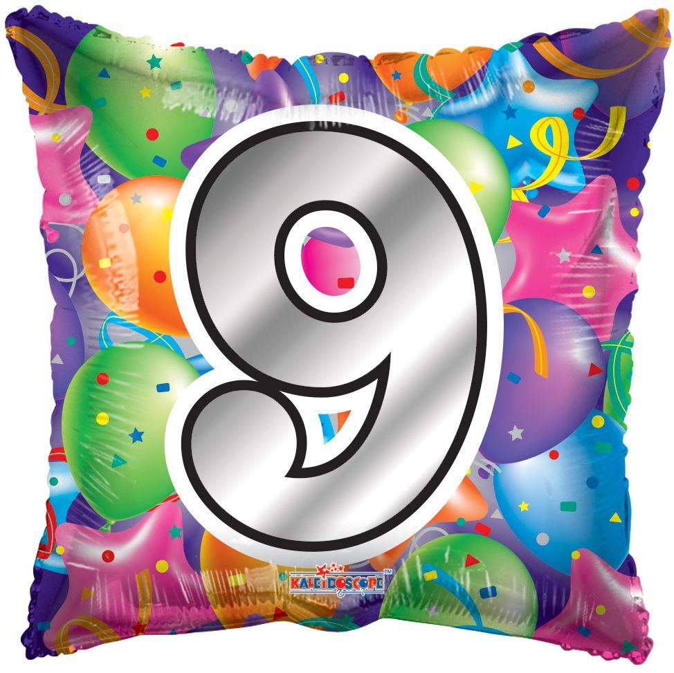 Birthday Number 9, Square Foil Balloon